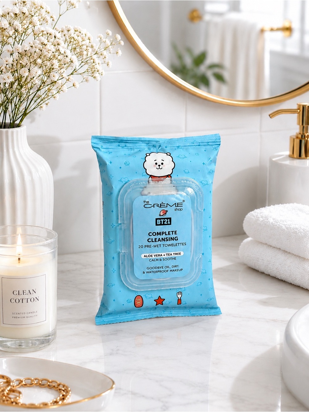 (1 pack) The Crème Shop BT21 Complete Cleansing Pre-Wet Towelettes